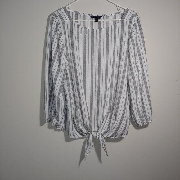 Banana Republic Factory Striped Tie-Front Top Blouse 3/4 Long Sleeve Size XL - Picture 1 of 7